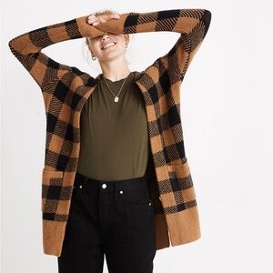 Madewell Buffalo Check Kent Cardigan Sweater in Coziest Yarn